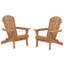 Ensemble de 2 chaises Adirondack pliantes en bois de pruche brun clair avec dossier pré-assemblé, chaises de patio pliables pour la terrasse et le foyer