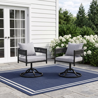 Chaises de salle à manger pivotantes en osier pour terrasse