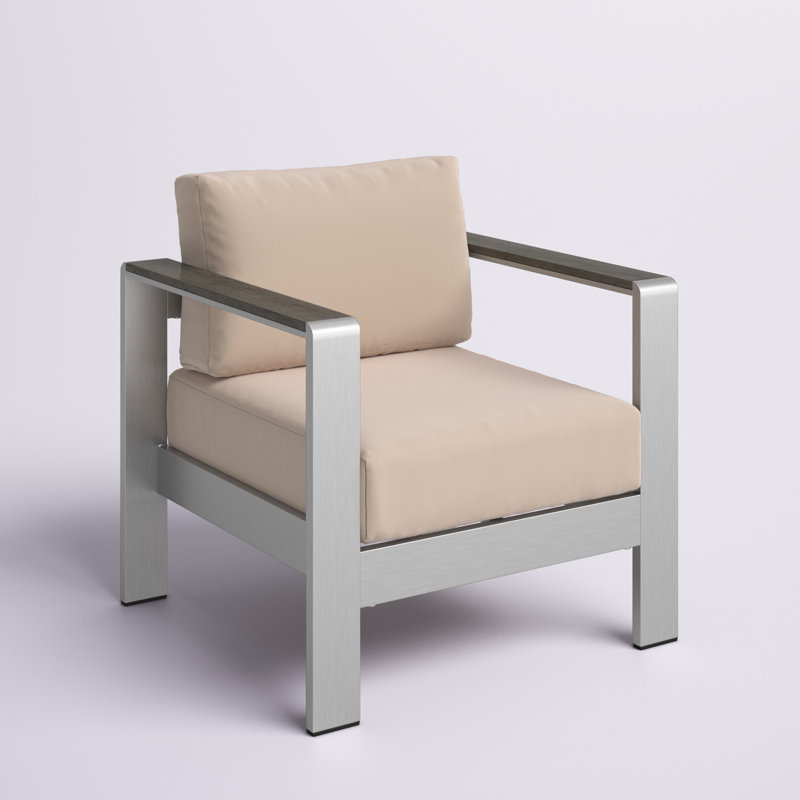Shore Outdoor Patio Aluminum Armchair, Beige Sunbrella®