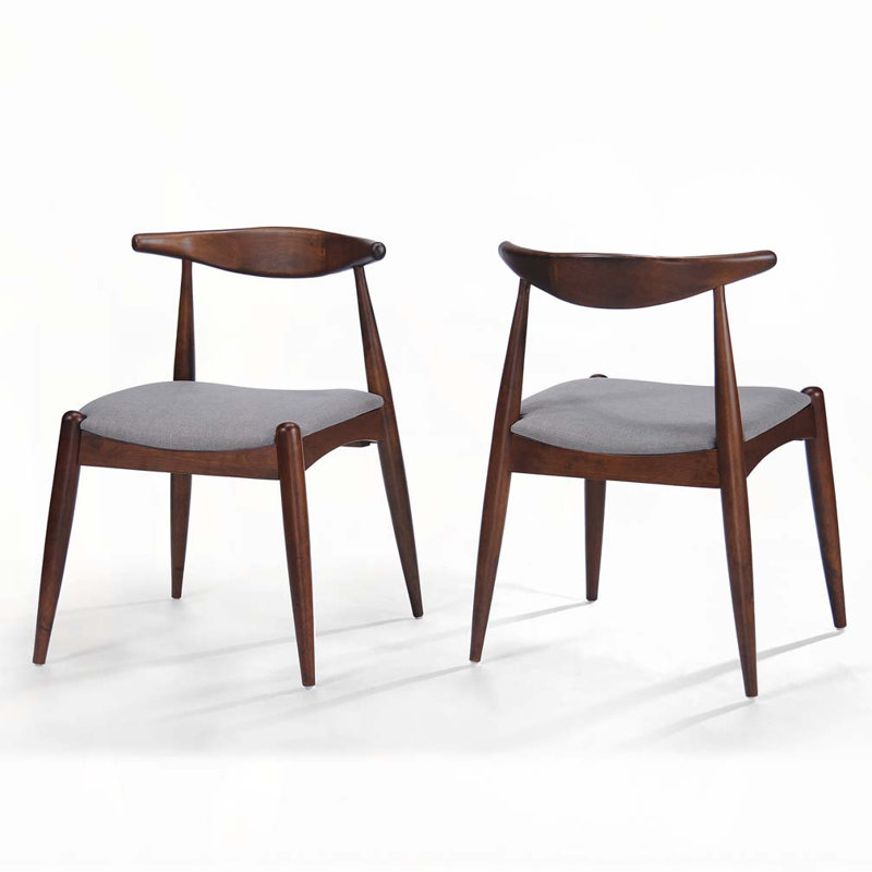 Syma Dining Side Chair Set Of 2, Open Curved Back, Dark Brown Wood