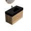 Meuble-lavabo mural 36 po avec lavabo en chêne, double tiroir noir doux, esthétique de style Mid-Century, panneau de grille, couleur noyer, panneaux E1, laque à base d'eau E0, poignée cachée, en forme de U