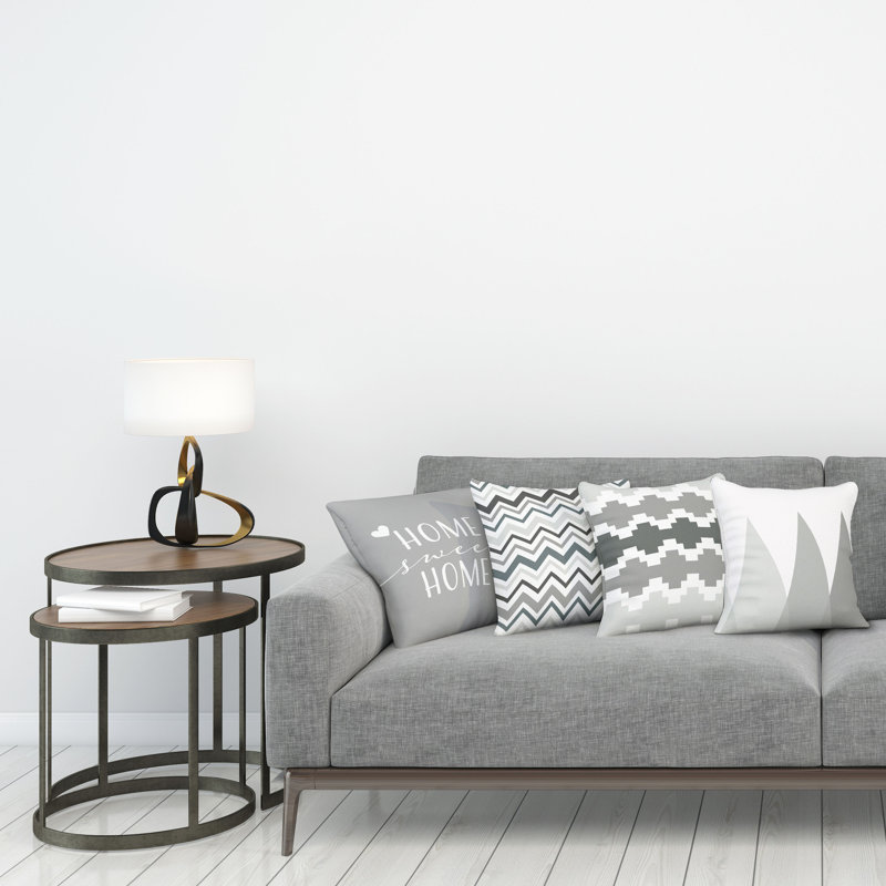 Goguen Indoor/Outdoor Geometric Square Scatter Cushion Cover, Grey/White/Dimgray, 40cm H x 40cm W x 0.01cm D