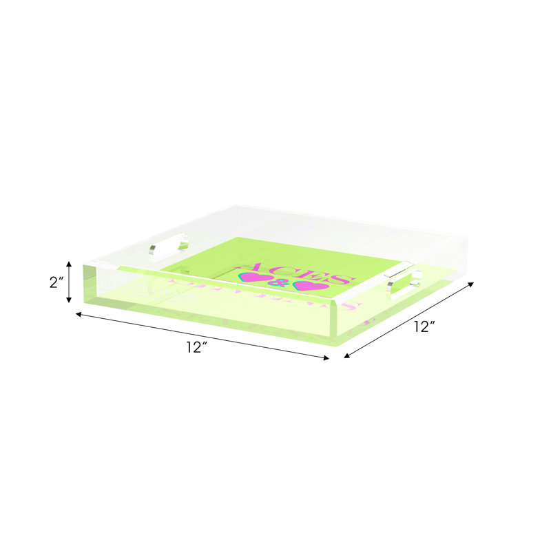 Decorative Tray, Key Lime/Pink, 2" H x 12" W x 12" D
