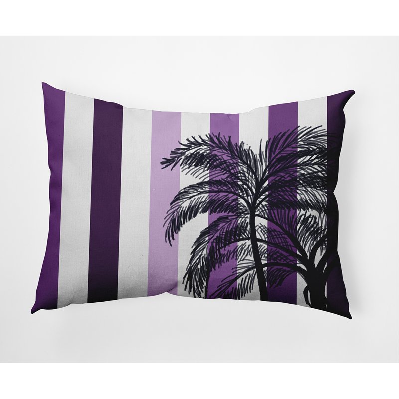 Striped Outdoor Reversible Throw Pillow, Purple