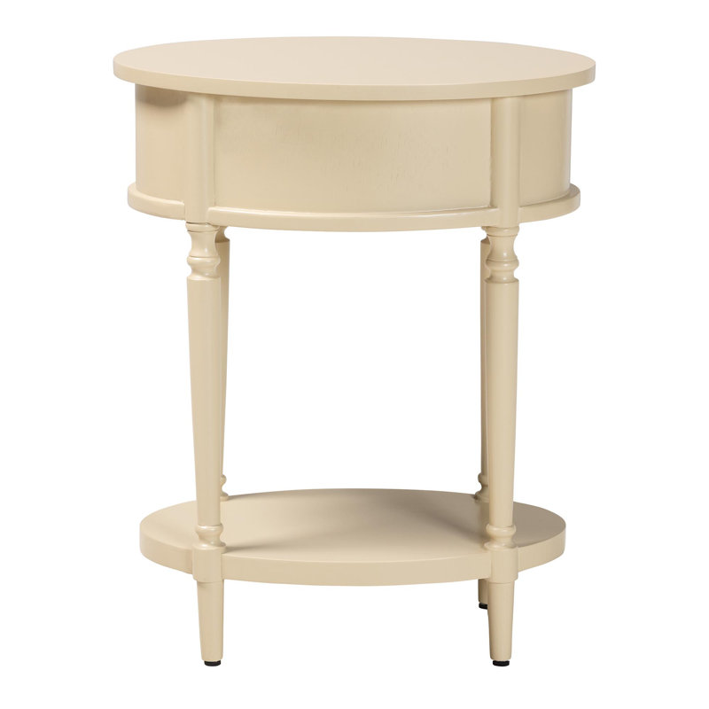 Table de bout bali & pari Liba - Table d'appoint à 1 tiroir avec détails festonnés et tablette ouverte pour le couloir, le vestibule et le salon