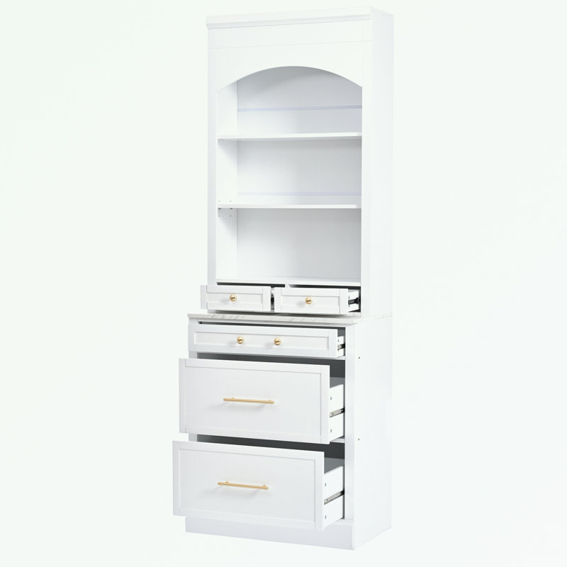 Ensemble de garde-manger autoportant moderne 83,7 pouces, Blanc