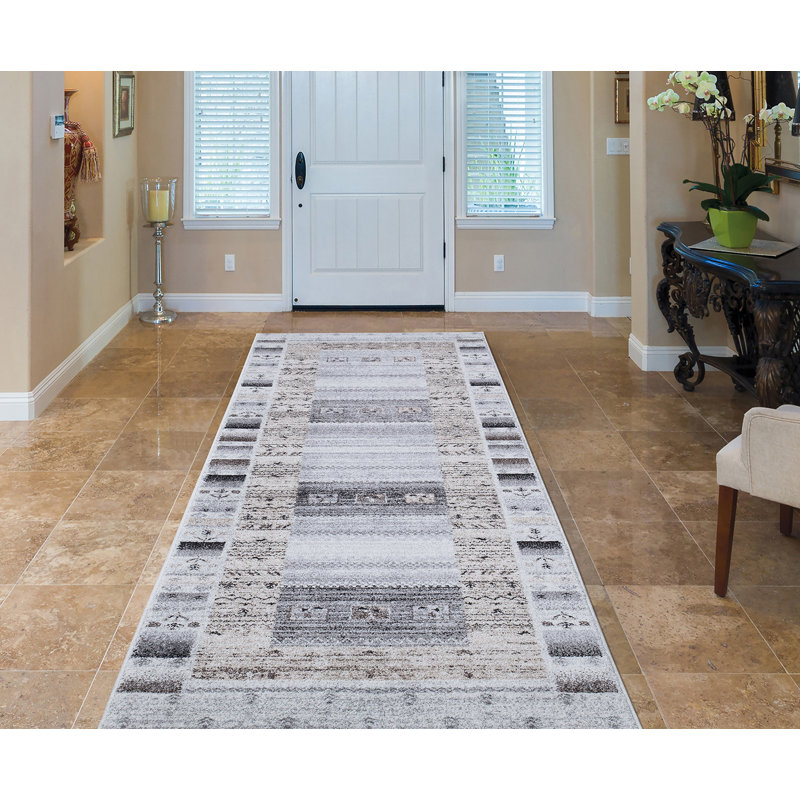 Capri ivoire géométrique sans ivoire, Tapis de couloir 2 pi 3 po x 7 pi 3 po