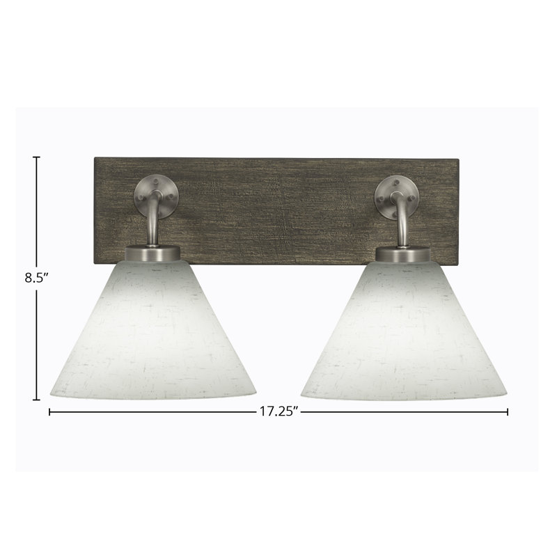 Barre d'éclairage de salle de bain 2 lumières Oxbridge, Graphite / bois vieilli, Transparent
