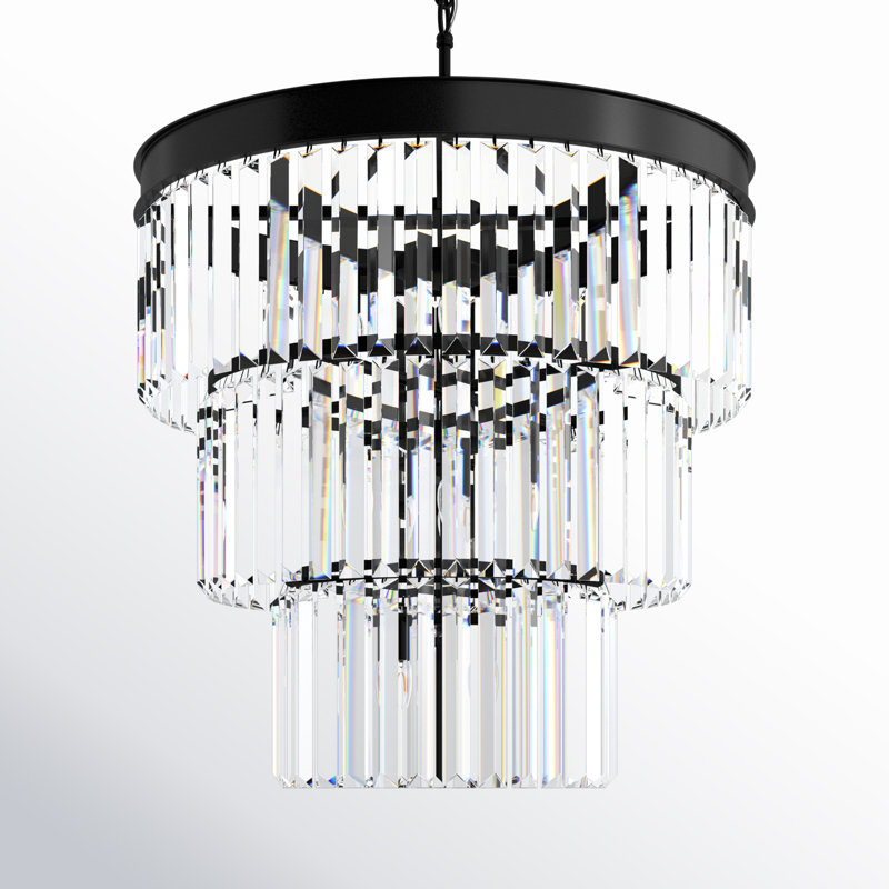 Lustre Crytal à 10 niveaux Pruitt, Noir