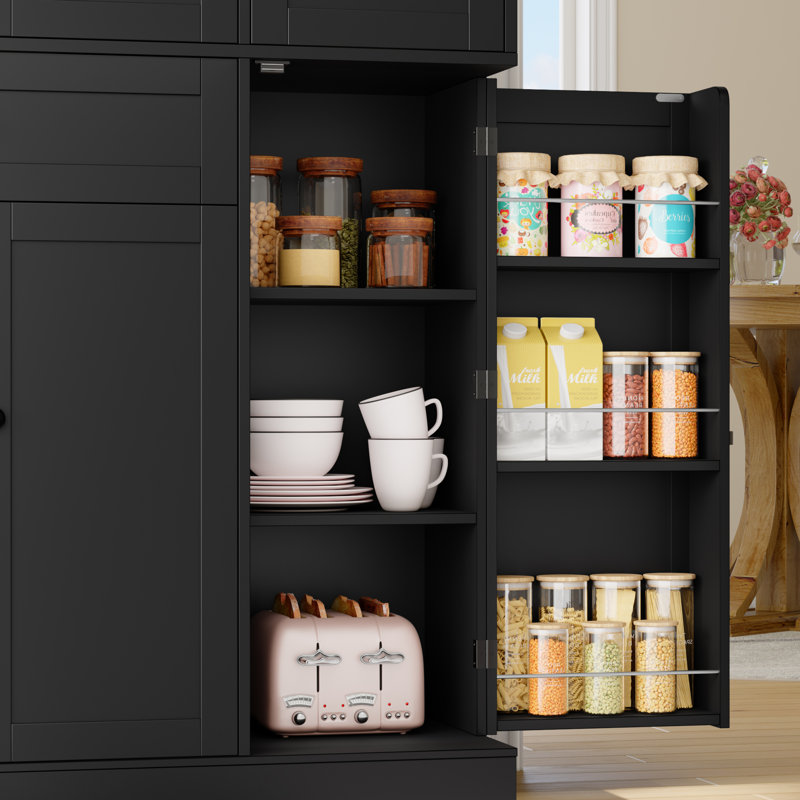 68.1'' Kitchen Pantry Cabinet with Food Shelves, Black