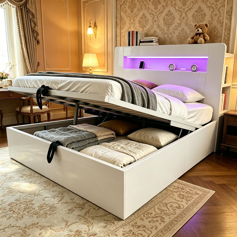 European Double (140 x 200 cm) Bed, White
