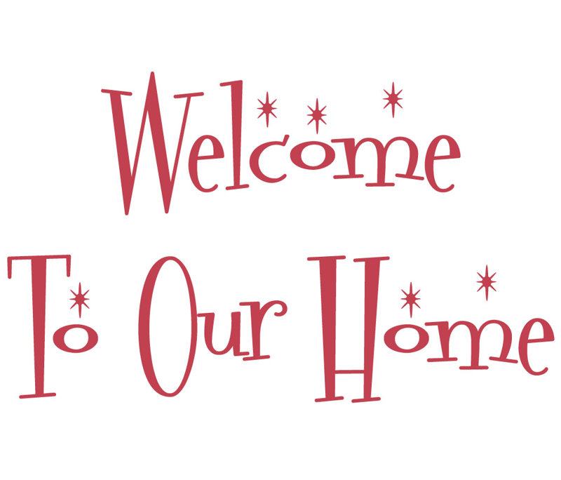 Décalcomanie murale "welcome to the home", H 22 po x l 36 po x P 0,01 po, Rouge Dahlia