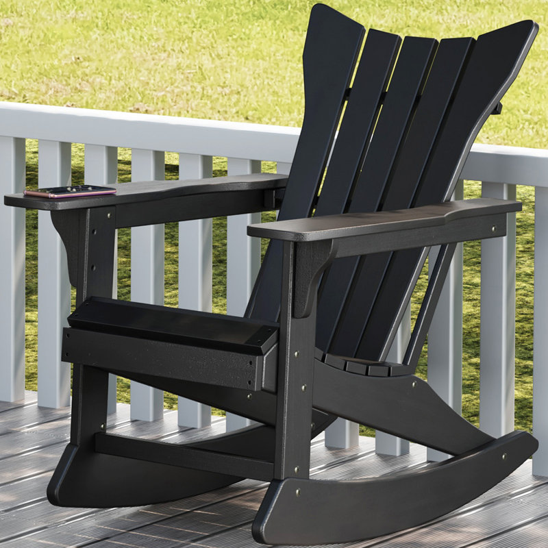 Chaise berçante d'extérieur Gerika, Noir