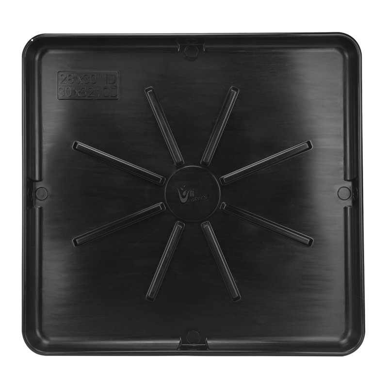 Uni-green 28x32 Inch Washing Machine Drip Pan With Raised Rim, Leak-proof Spill Tray, Includes Rigid 1-inch Drain Pipe, Black