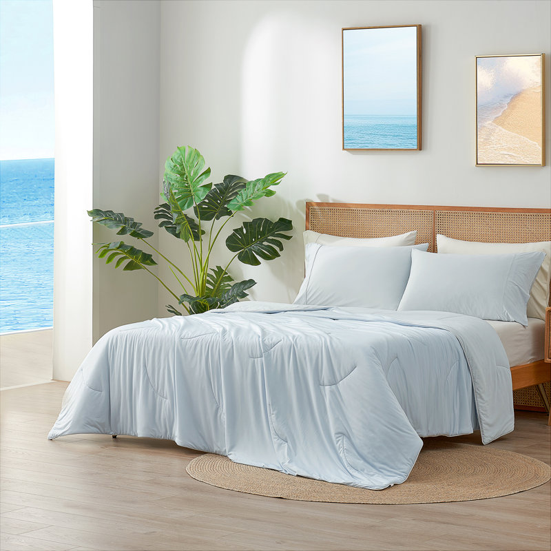 Washable Cooling Comforter, Lightweight Reversible Bed Blanket for Hot Sleepers, Soft Breathable Silky Smooth Feel for Summer