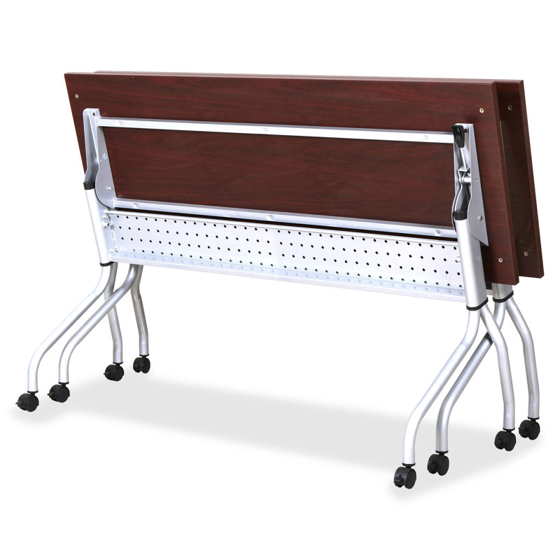 Preference Rectangle Flip Top Training Table with Casters and Modesty Panel and Cable Management
