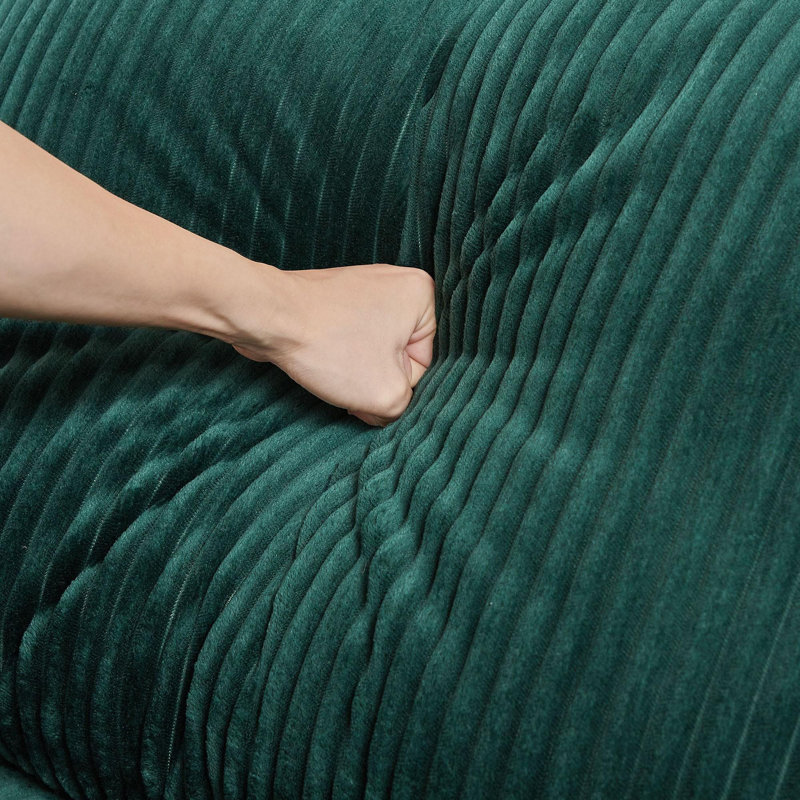 Canapé en velours côtelé, Orienté à droite, Velours côtelé vert