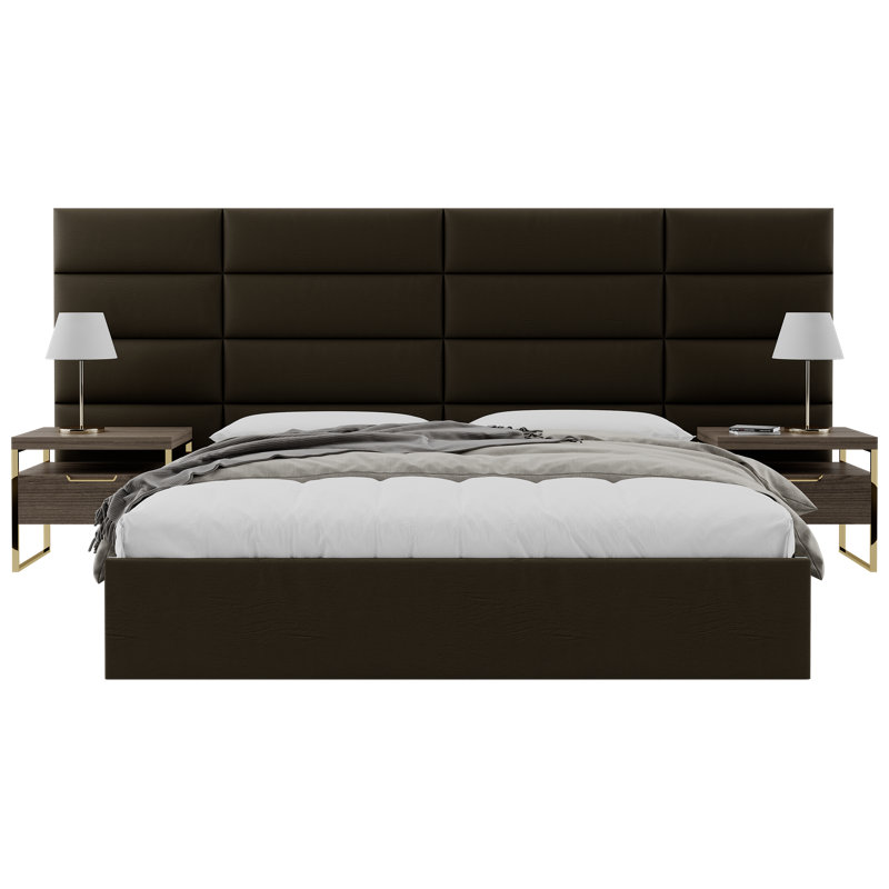 Panneau mural rétro en cuir brun selle, H 11,5 po x l 30 po x P 1,5 po