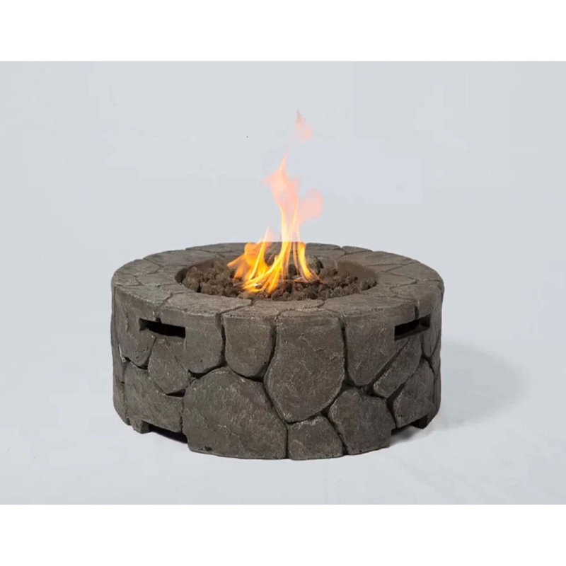 9'' H X 28'' W Fiber Reinforced Concrete Outdoor Fire Pit, Stone Gray