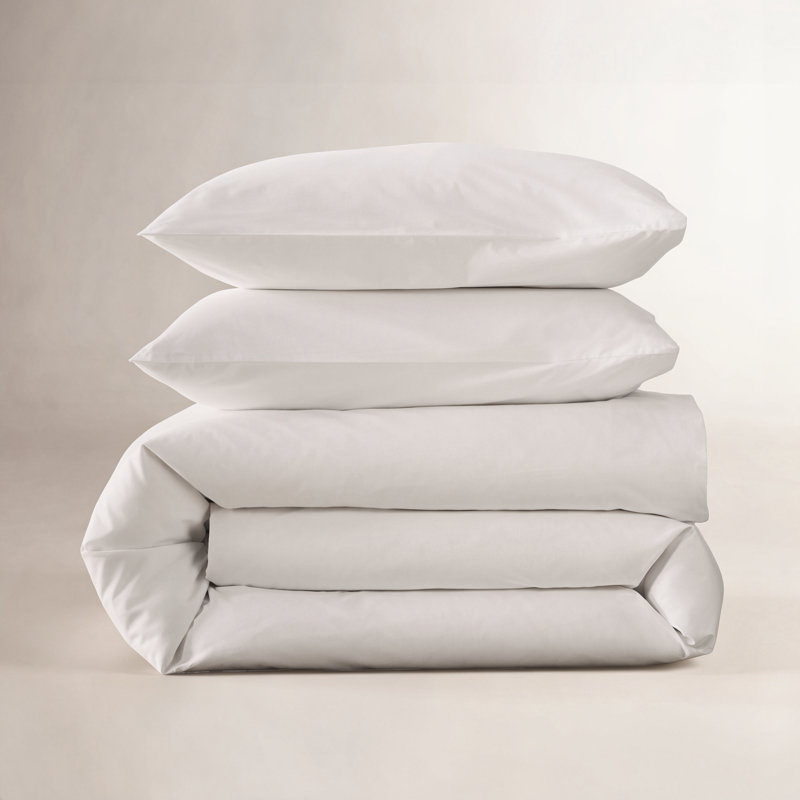 Coyer Classic Cotton Percale Duvet Cover Set, Soft Gray, Full / Queen Duvet Cover + 2 Pillow Shams