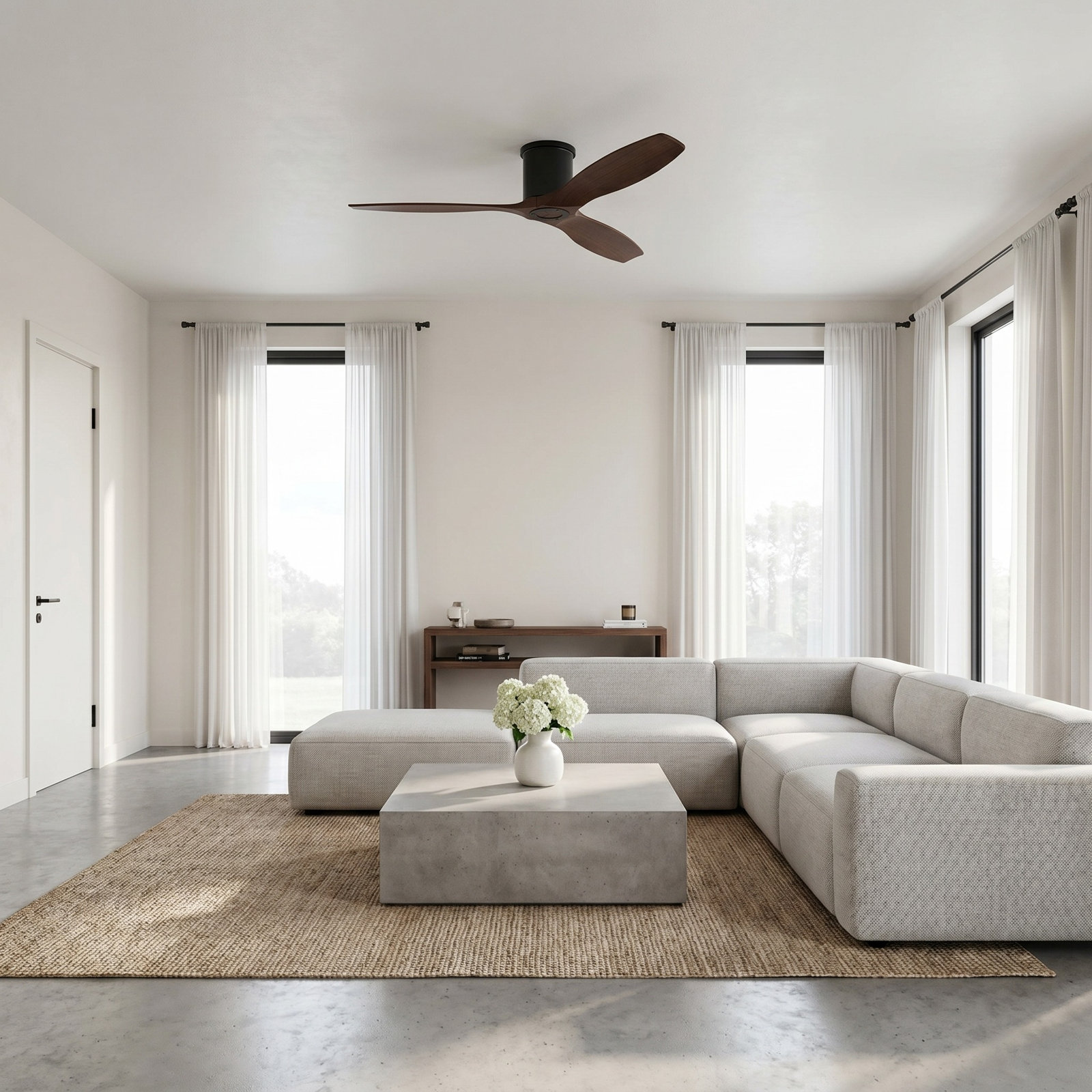 Rafaella 52'' 3 Blade Ceiling Fan, Dark Walnut, Midnight Black