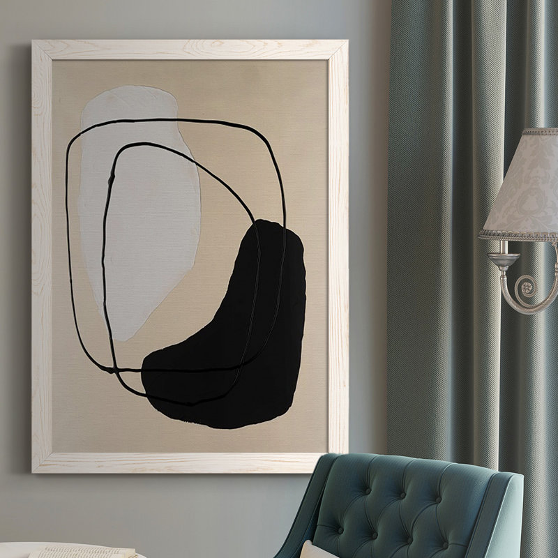 Dezariyah Avant Mod I - reproduction de cadre photo, H 43,5 po x l 31,5 po, Toile encadrée noire, Blanc