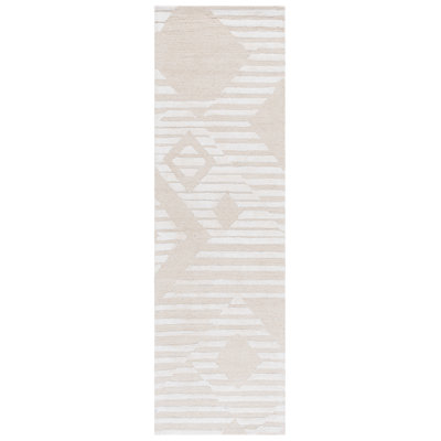 Tapis ivoire / beige en laine à motif géométrique touffeté à la main Soho 177
