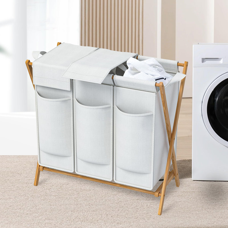 Laundry Sorter, Light Grey/Brown