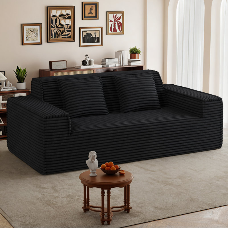 2 Seater Corduroy Loveseat, Black