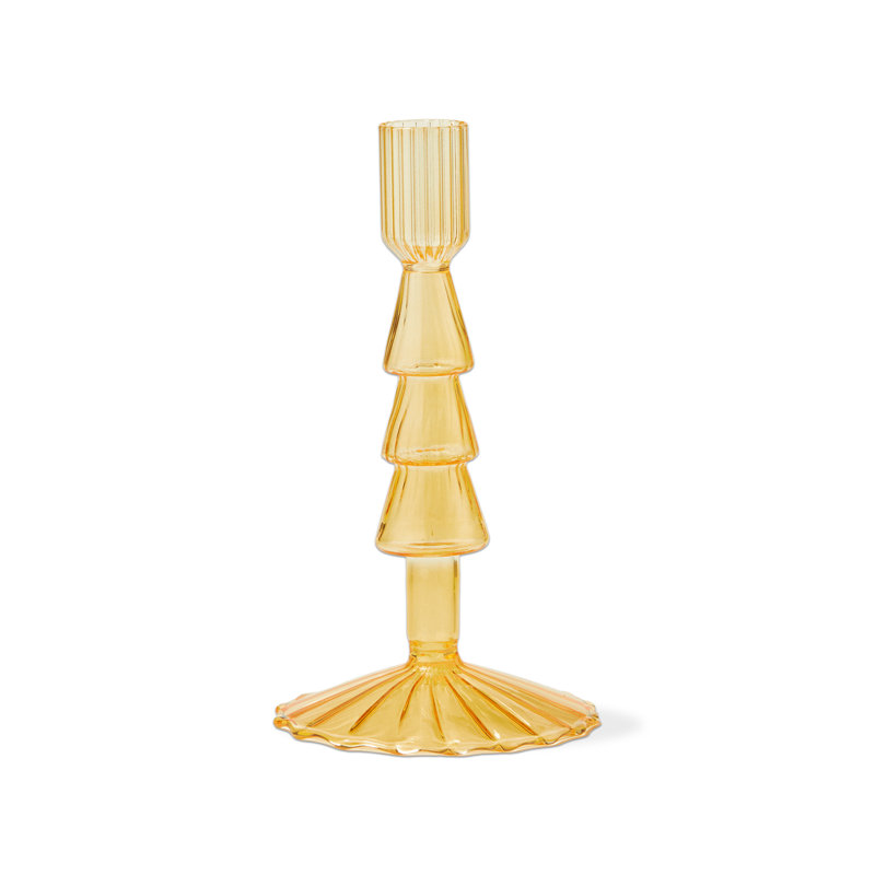 Petit porte-bougie Groovy, H 6,69 po x l 3,46 po x P 3,46 po, Jaune