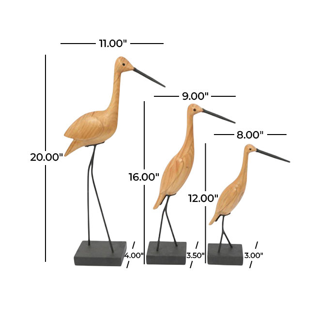Ensemble de sculpture oiseau brun clair fabriqué à la main Cole and Grey