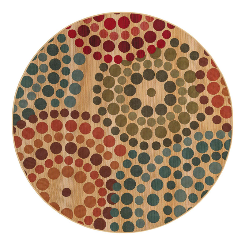 Deweese Washable Geometric Indoor / Outdoor Rug, Round 5'1"