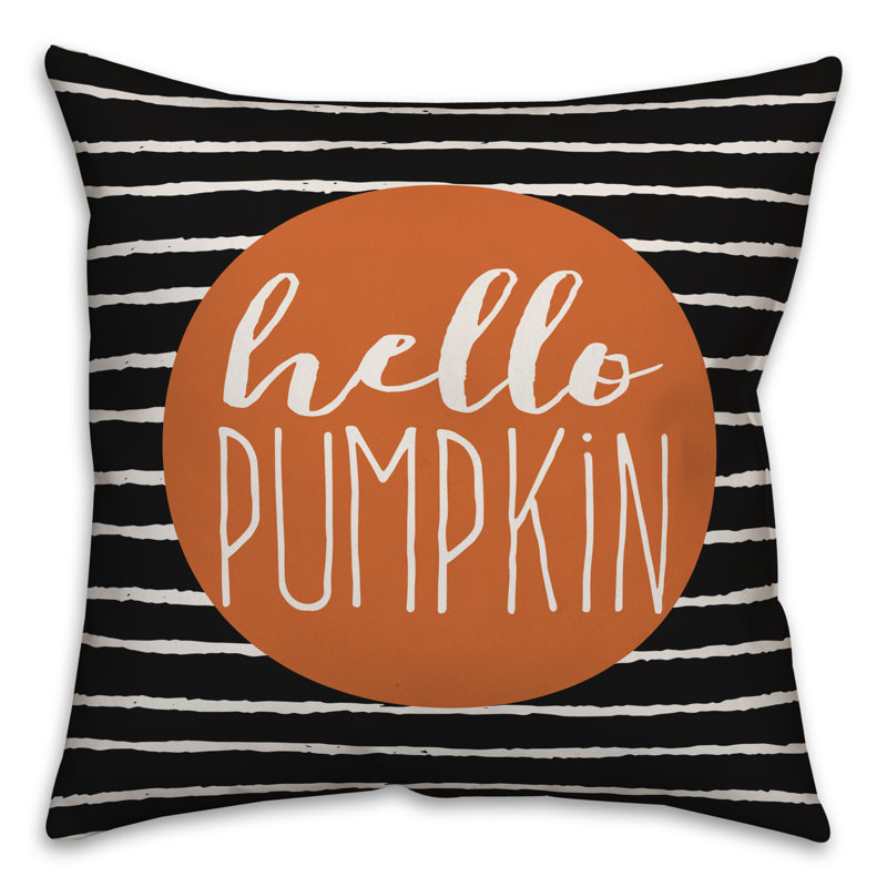  Hello Pumpkin Throw Pillow, 16" x 16", Black