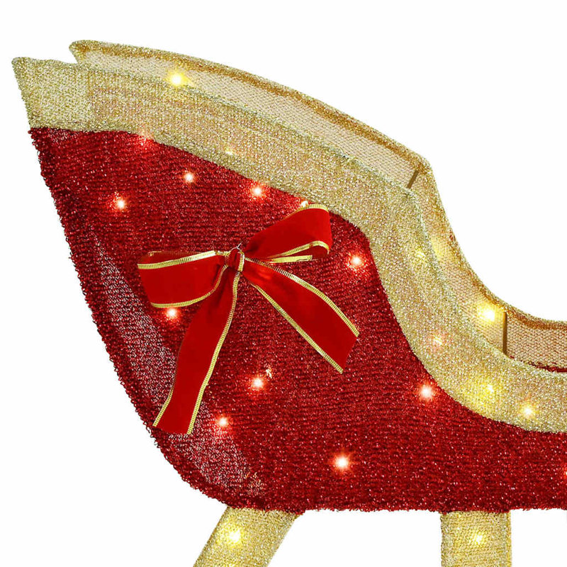  Reindeer Pull Sleigh Warm White 120 Cm 55 Cm Fabric