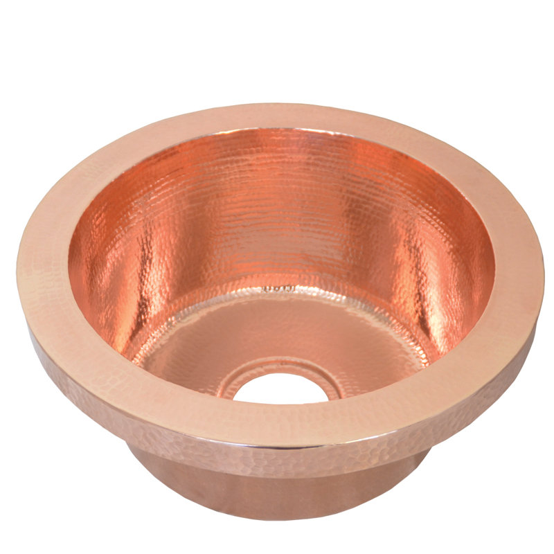 16" L x 16" W Drop-In Kitchen Sink, Polished Copper