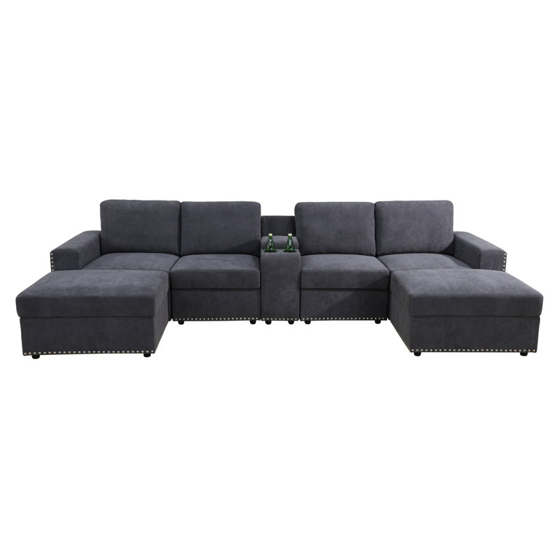 Marmolejo 7 - Piece Upholstered Sectional, Gray Flannel