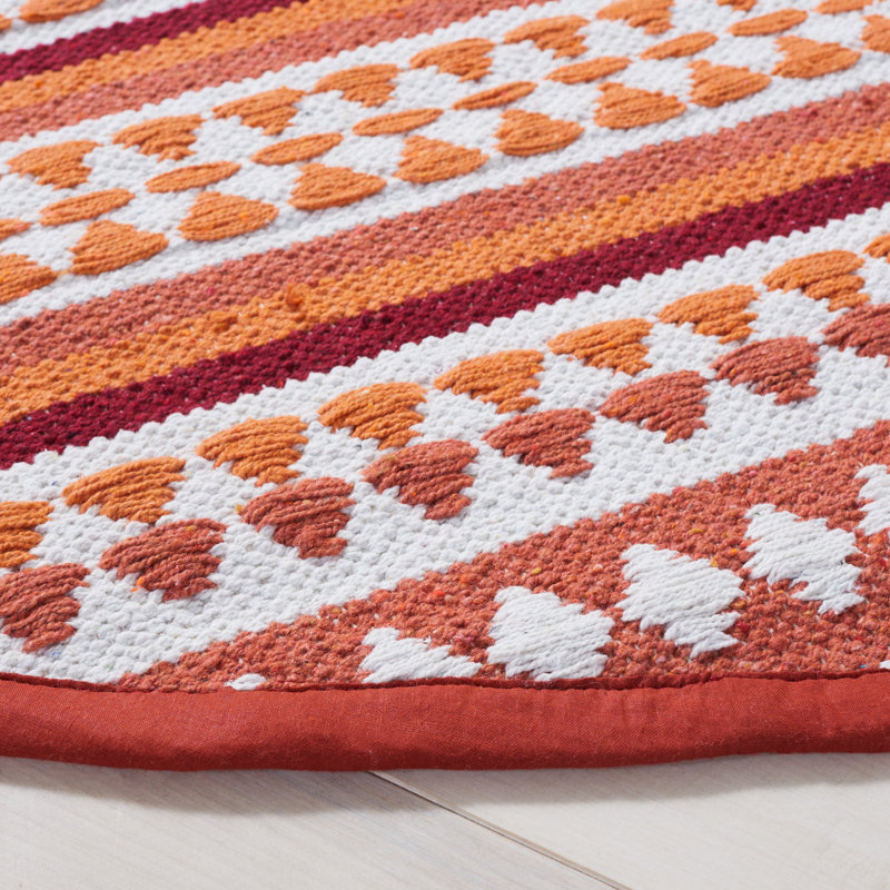 Adamsen Hand Woven Cotton Striped Rug, Round 6'