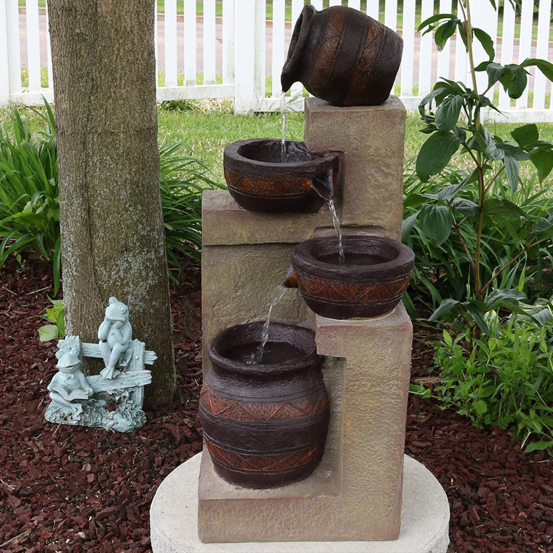 Laiqah Weather Resistant Floor Fountain with Light