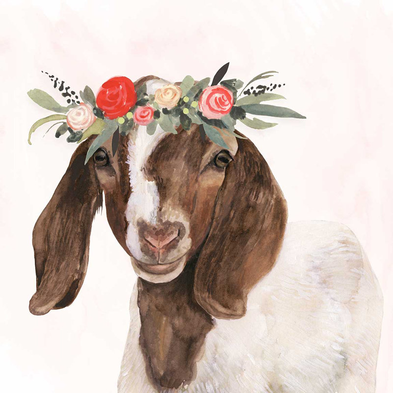 "Garden Goat II" par Victoria Borges, reproduction d'art sur toile, H 12 po x l 12 po, Toile tendue