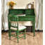 Bureau vert vieilli à la main avec plusieurs tiroirs