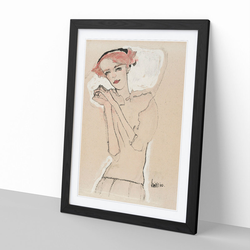 Portrait of a Woman Vol.3 by Egon Schiele - Framed Print, 65cm H x 48cm W x 2cm D, Black Framed