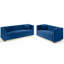 Velours bleu durable pour le salon - 2 pièces contemporaines au look élégant