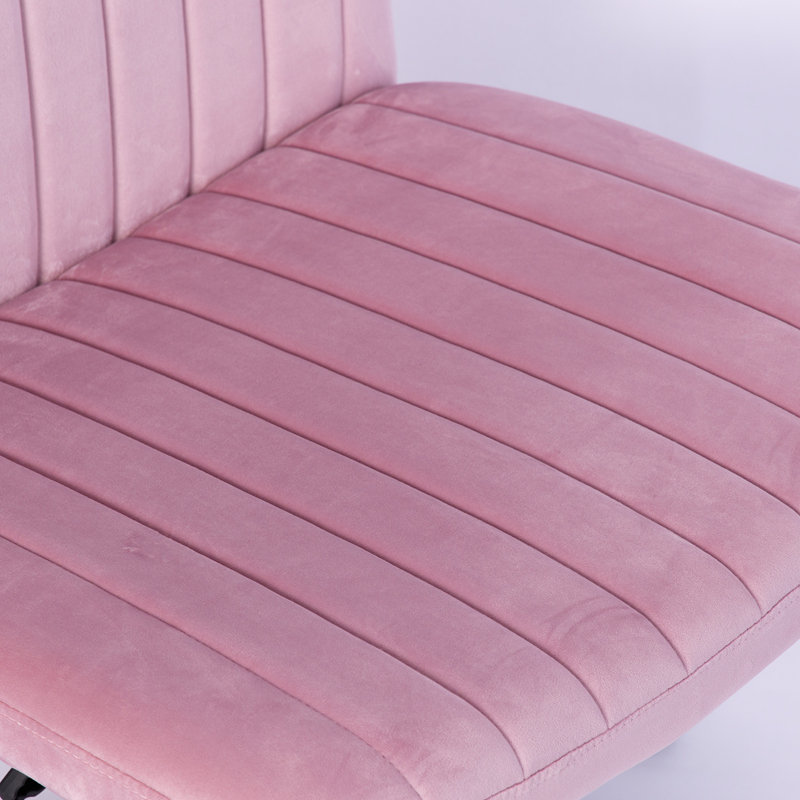 Fauteuil de bureau croisé en velours rose clair avec roulettes - Polyvalent pour le bureau personnel, la méditation et le maquillage