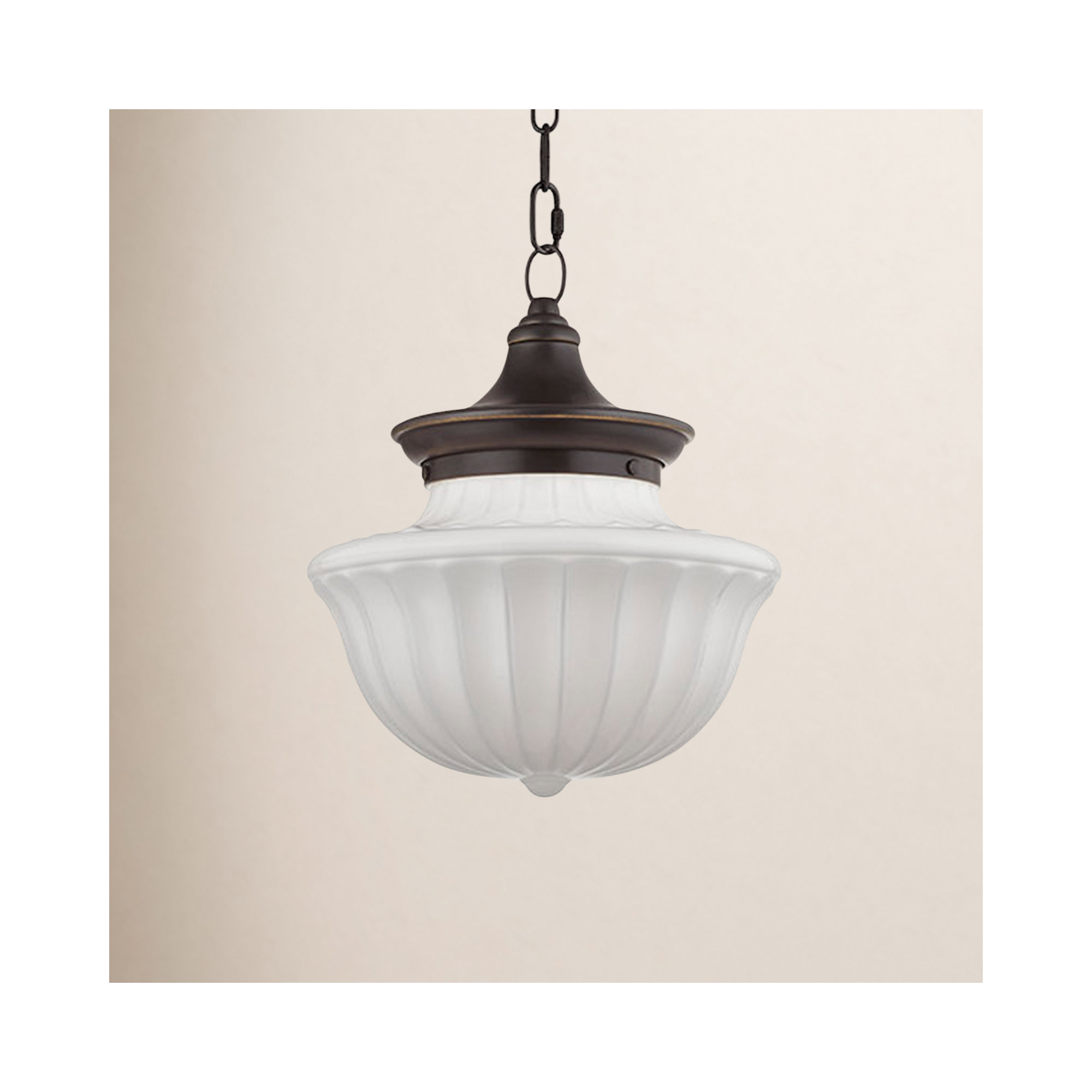 Maisie Single Light Glass Pendant, Old Bronze, 72.5" H x 15" W
