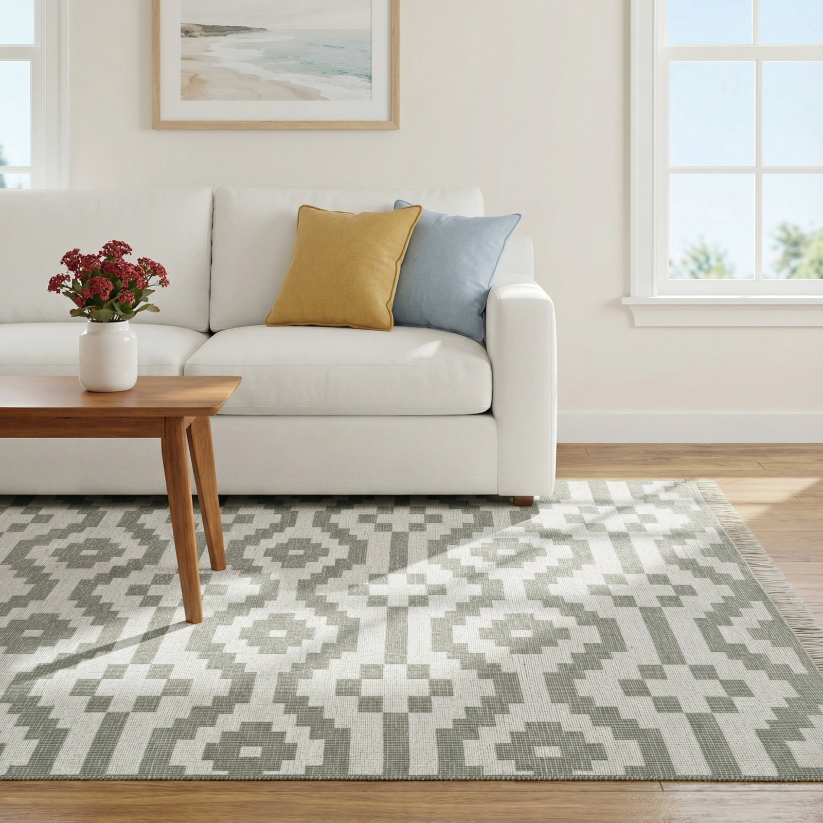 Mardith Stepwell Flatweave Rug, Rectangle 5' x 8'
