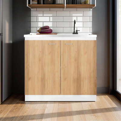 Armoire de cuisine avec 2 portes et 3 tablettes