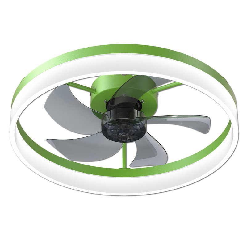 Ventilateurs de plafond avec lumières à DEL à intensité variable, installation intégrée de ventilateurs de plafond minces et modernes (vert)