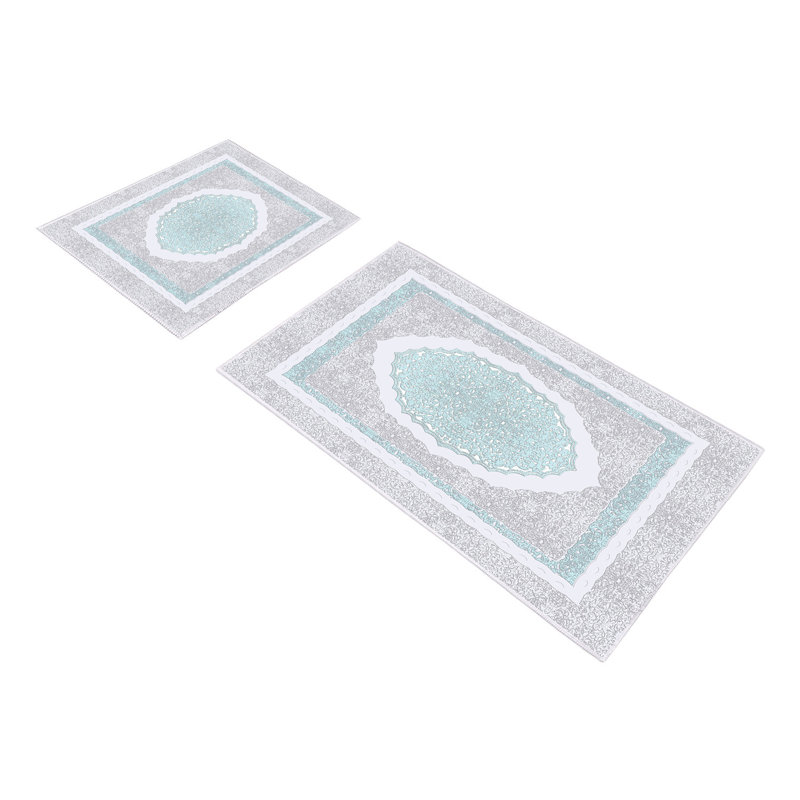Ensemble de tapis de bain 2 pièces Sarah, Gris/vert