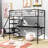 Twin Size Metal Loft Bed With Built-In-Desk