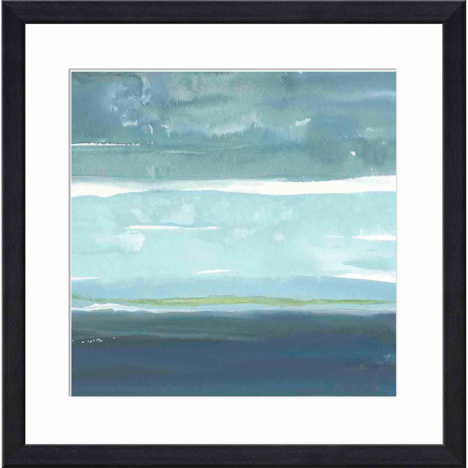 Teal Horizon II by Rob Delamater, Black, 16.09" H x 16.09" W x 1.1" D
